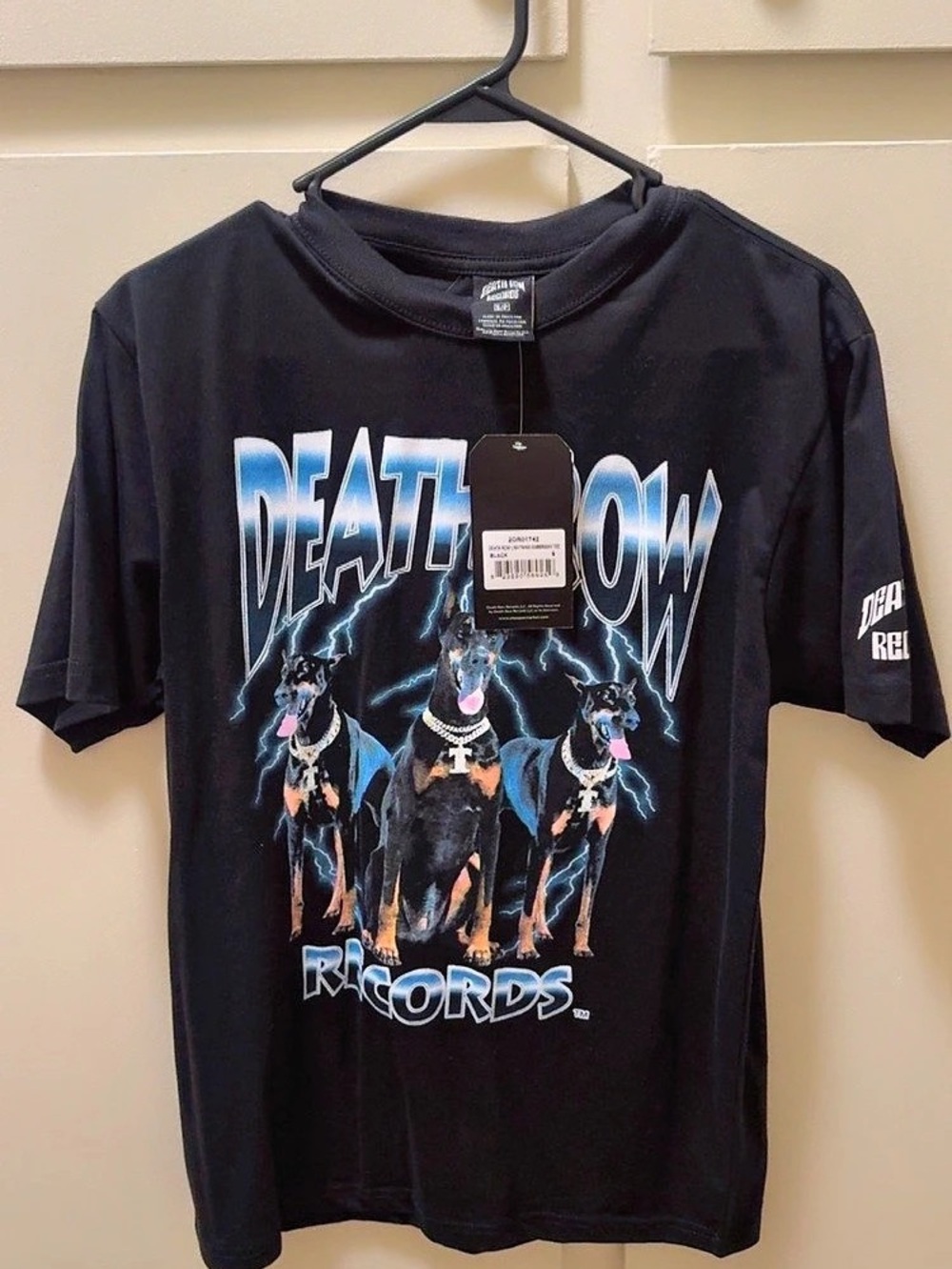 Death Row Records Lightning Doberman Tee Black & Blue Small